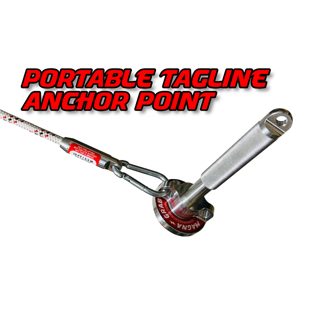 magna-grab industrial grade magnetic suspended load control anchor point for use with tag line ropes