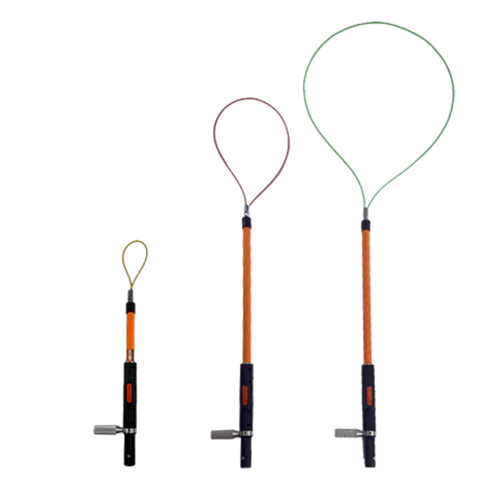 Snare-It adjustable cable loop, dog catcher style hand safety tool