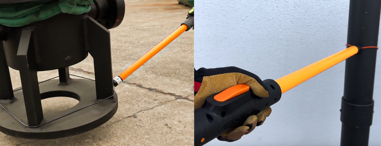 Snare-It adjustable cable loop, dog catcher style hand safety tool