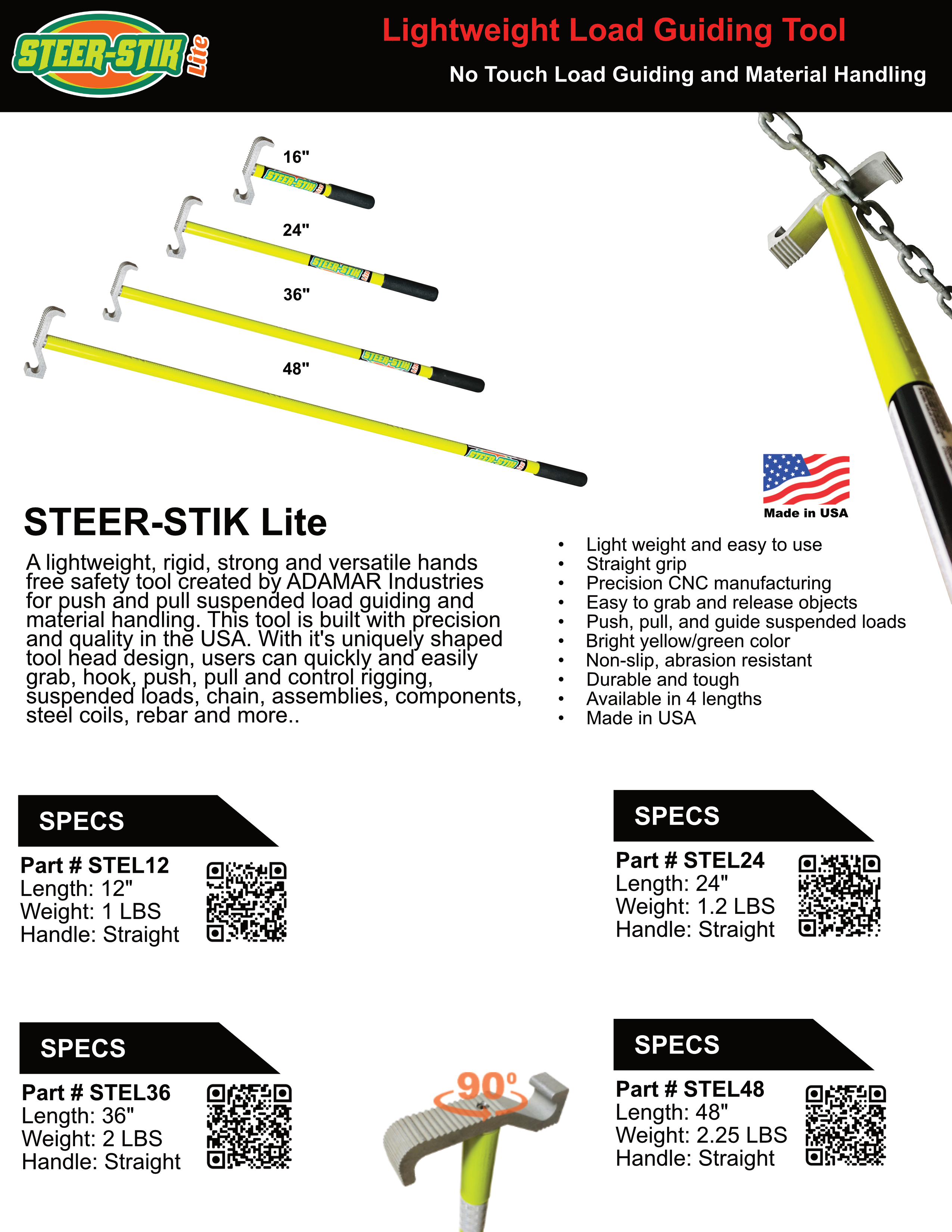 STEERSTIK LITE Hands free load guider Compact and durable push pull