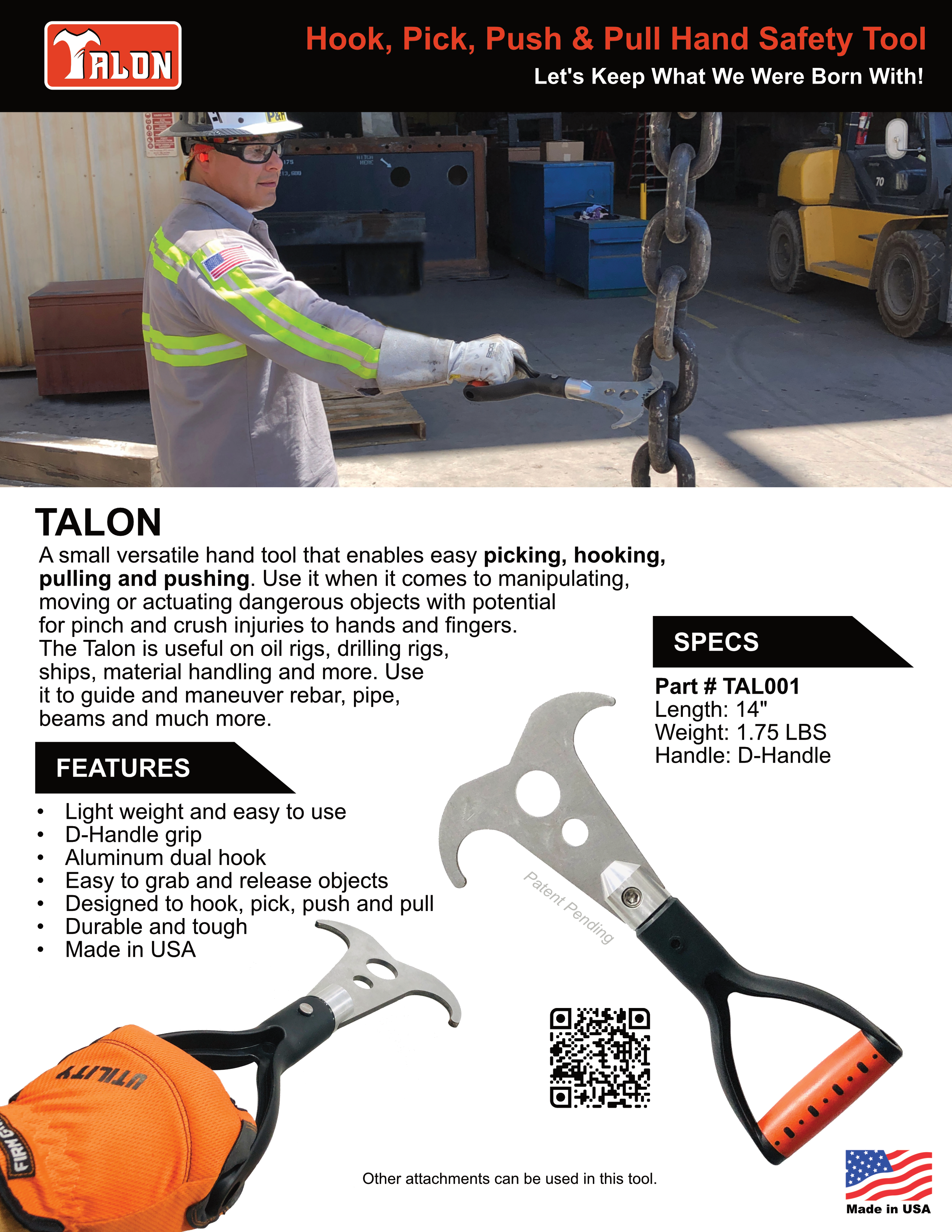 Talon Dual Hook Hand Safety Tool Data Sheet